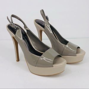 JESSICA SIMPSON - Glossy Platform Heels - Gray 6